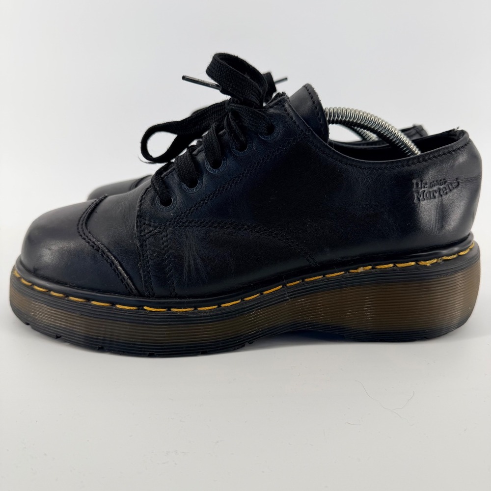 Dr. Martens Platform Oxford Leather Chunky Wedge Shoes 8M 9W Black